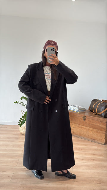 BLAZER LONG "LÉO" NOIR PRÉ COMMANDE EXPÉDITION À PARTIR DU 13 OCTOBRE