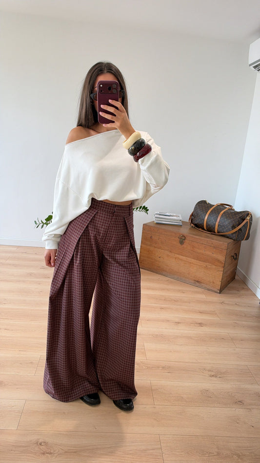 PANTALON "THOMAS" À CARREAUX BORDEAUX EXPÉDITION À PARTIR DU 19/10
