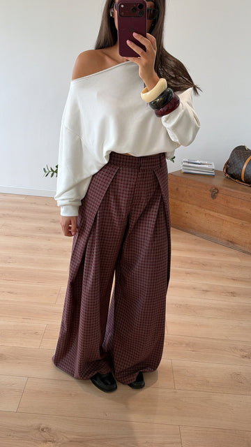 PANTALON "THOMAS" À CARREAUX BORDEAUX EXPÉDITION À PARTIR DU 19/10