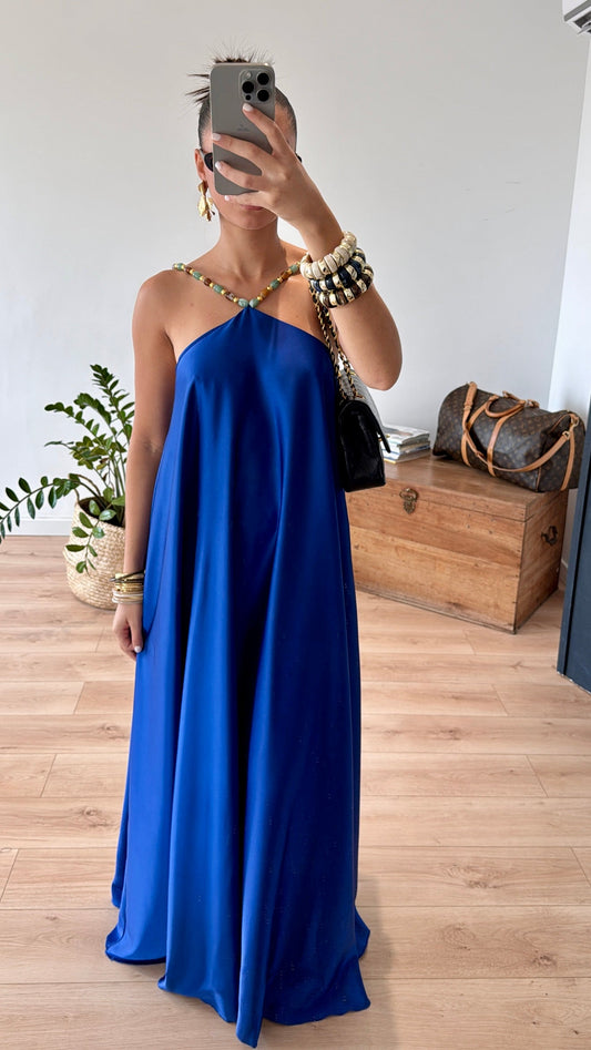 ROBE LONGUE BLEU ÉLECTRIQUE  "SOPHIE"