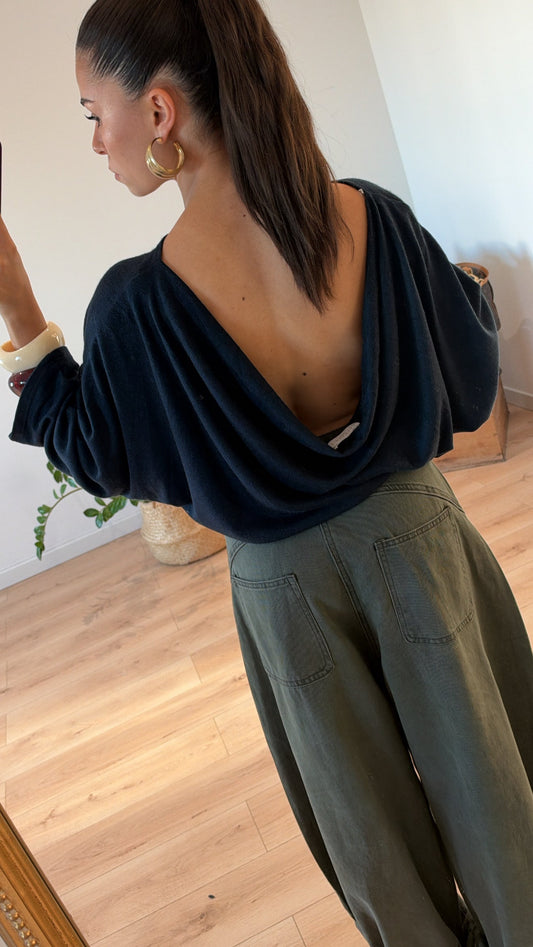 PULL DOS NU "CHIARA" BLEU MARINE